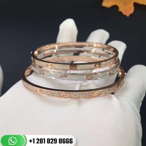 Cartier Love Bracelet Small Model PavÉ Pink Gold Diamonds -N6710717