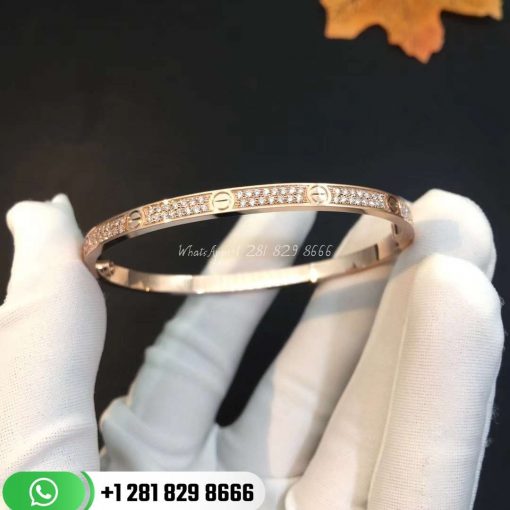 Cartier Love Bracelet Small Model PavÉ Pink Gold Diamonds -N6710717