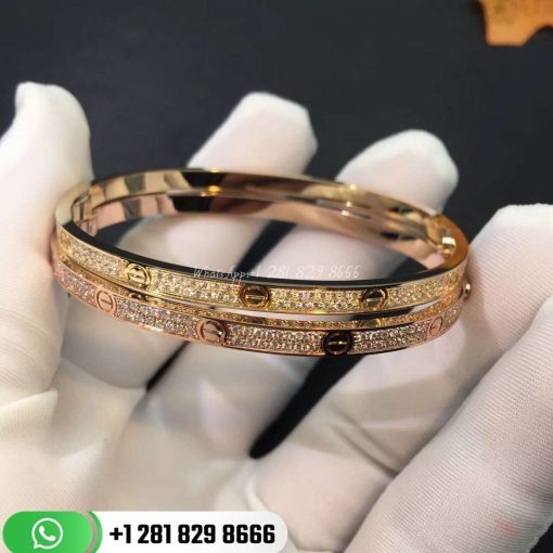 Cartier Love Bracelet Small Model PavÉ Pink Gold Diamonds -N6710717