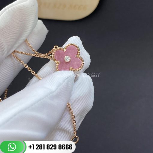 Van Cleef Arpels Vintage Alhambra Pendant Rose Gold Rhodonite 2021 Limited Edition VCARP7TD00