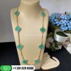 Van Cleef & Arpels Vintage Alhambra Necklace 10 Motifs Yellow Gold Malachite