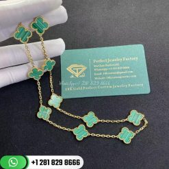 Van Cleef & Arpels Vintage Alhambra Necklace 10 Motifs Yellow Gold Malachite