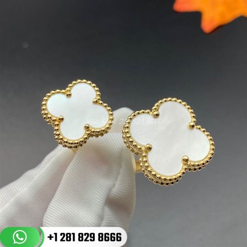 VCARN05500 Magic Alhambra Between the Finger ring, yellow gold, white mother-of-pearl.