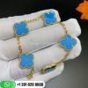 VCARA42000 Vintage Alhambra bracelet, 5 motifs, yellow gold, Turquoise.
