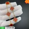 VCARD35500 Vintage Alhambra bracelet, 5 motifs, yellow gold, Carnelian.