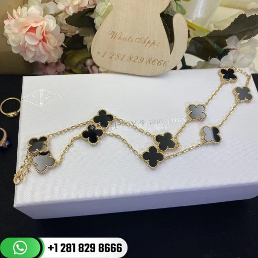 Van Cleef & Arpels Vintage Alhambra Necklace 10 Motifs Onyx VCARA42700