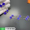 VCARP34800 Vintage Alhambra necklace, 10 motifs, yellow gold, blue agate.