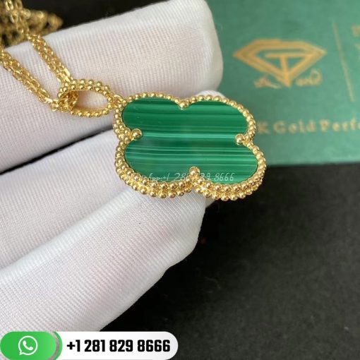 Van Cleef & Arpels Magic Alhambra Long Necklace 1 Motif Yellow Gold Malachite VCARO3MG00