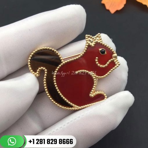 van cleef & arpels lucky animals squirrel clip carnelian tiger eye onyx vcarp2at00