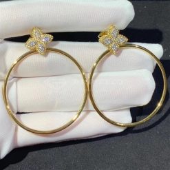 Roberto Coin Princess Flower Earrings Hoop in 18k Gold with Diamonds Small Version