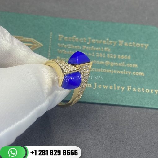 Marli Cleo Diamond Ring 18k Gold Diamond Lapis Lazuli Ring