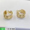 VCARO3YE00 Perlée clovers hoop earrings, yellow gold, round diamonds; diamond quality DEF, IF to VVS.