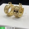 VCARO3YE00 Perlée clovers hoop earrings, yellow gold, round diamonds; diamond quality DEF, IF to VVS.