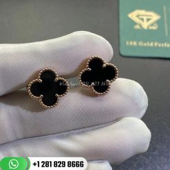 VCARA44200 Vintage Alhambra Earrings, 18K gold, Onyx