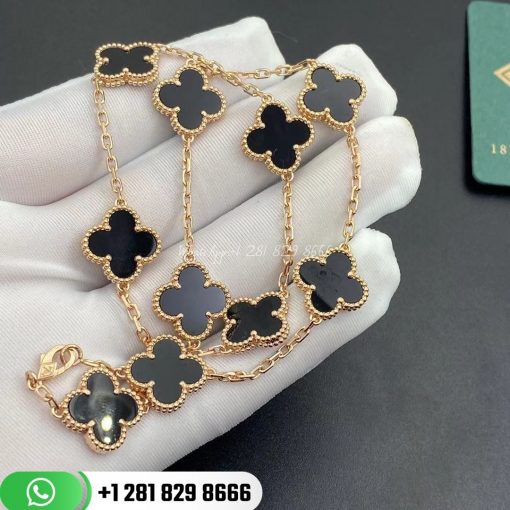 Van Cleef & Arpels Vintage Alhambra Necklace 10 Motifs Onyx -VCARA42700