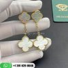 Magic Alhambra earrings, 2 motifs, yellow gold, white mother-of-pearl. VCARD78800