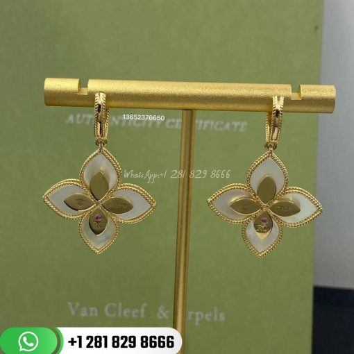 Roberto Coin Princess Flower Earrings with Mother of Pearl and Diamonds