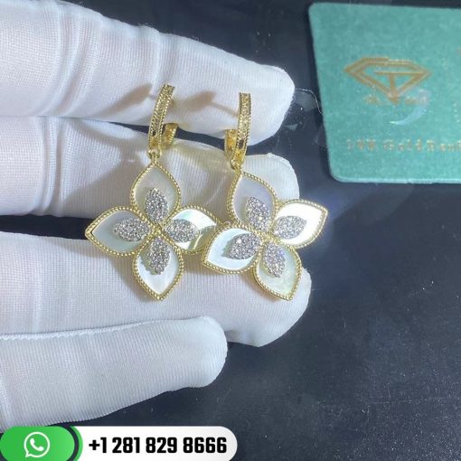 Roberto Coin Princess Flower Earrings with Mother of Pearl and Diamonds