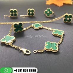 Van Cleef & Arpels Vintage Alhambra Bracelet 5 Motifs Yellow Gold Malachite