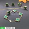 VCARL80900 Vintage Alhambra bracelet, 5 motifs, yellow gold, malachite.