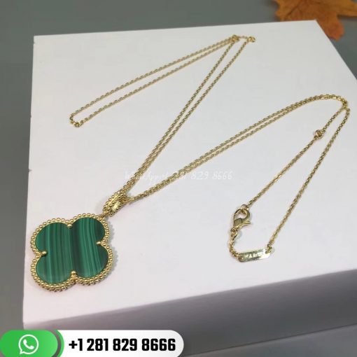 Van Cleef & Arpels Magic Alhambra Long Necklace 1 Motif Yellow Gold Malachite 26mm