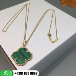 VCARO3MG00 Magic Alhambra long necklace, 1 motif, yellow gold, malachite.