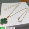 VCARO3MG00 Magic Alhambra long necklace, 1 motif, yellow gold, malachite.