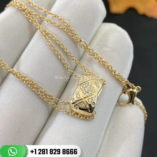 Chanel Coco Crush Necklace Quilted Motif 18k Yellow Gold Diamonds