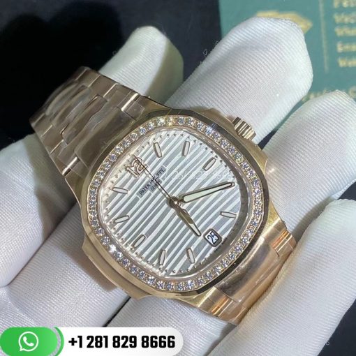 Patek Philippe Nautilus 7118/1200R-001 Ladies 18K Rose Gold Watch Diamonds