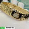 Roberto Coin Pois Moi Yellow Gold 2 Row Square Bangle Bracelet with Diamonds