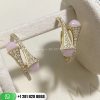 Marli Cleo Diamond Midi Hoop Earrings CLEO-E15 Pink Opal