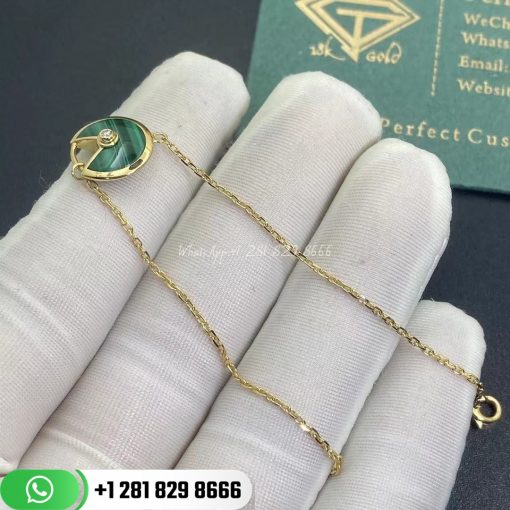 Cartier Amulette De Cartier Bracelet XS Model Yellow Gold Malachite Diamond - B6047117