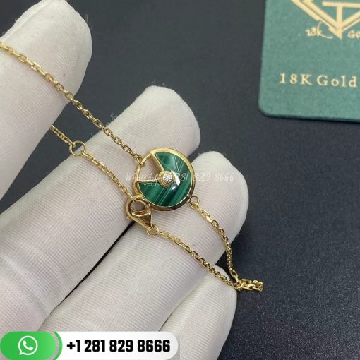 Cartier Amulette De Cartier Bracelet XS Model Yellow Gold Malachite Diamond - B6047117