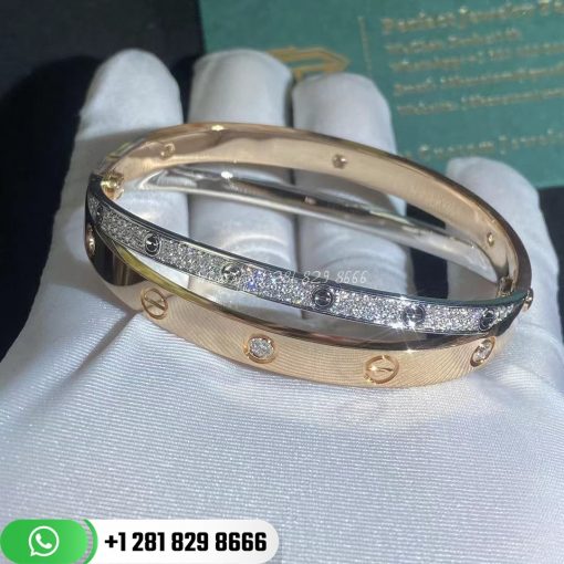 Cartier Love Bracelet Diamond-paved Rose Gold and White Gold - N6039217