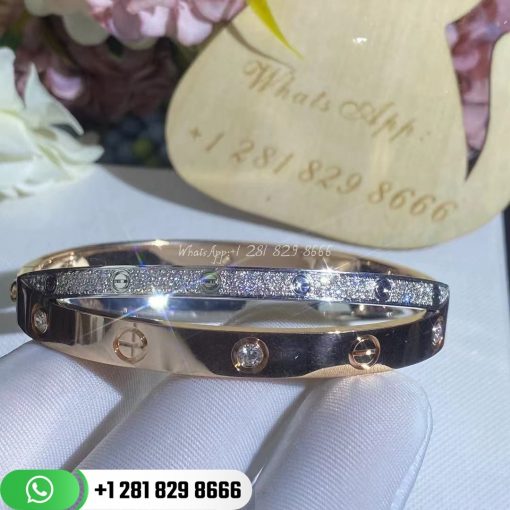 Cartier Love Bracelet Diamond-paved Rose Gold and White Gold - N6039217