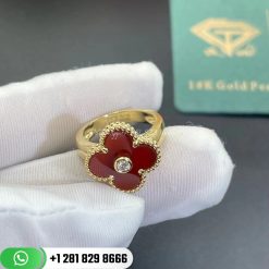 Van Cleef & Arpels Vintage Alhambra Ring Yellow Gold Carnelian - VCARD40800