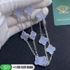 Van Cleef & Arpels Vintage Alhambra Necklace 10 Motifs White Gold Chalcedony - VCARD34800