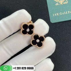 Van Cleef & Arpels Vintage Alhambra Limited Edition Earrings in Rose Gold Set with Onyx and Diamondspecial Edition VCARP2B100