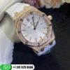 Audemars Piguet Royal Oak 33MM Ladies Rose Gold Diamond Bezel Rubber Strap 67651OR.ZZ.D010CA.01 7800U1