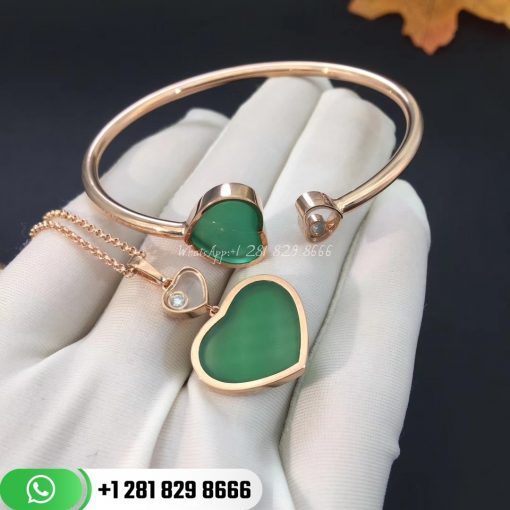 Chopard Happy Hearts Pendant Rose Gold Diamond Green Agate - 797482-5101