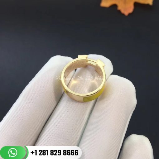 Hermes Clic H Yellow Enamel Ring 18k Rose Gold Set With Diamond