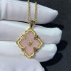 Buccellati Opera Color Pendant in Yellow Gold with Pink Fluo Enameled Logo Element