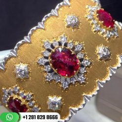 Buccellati Cuff Bracelet Yellow and white gold with rubies and diamonds