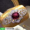 Buccellati Cuff Bracelet Yellow and White Gold with Rubies and Diamonds. Buccellati Opera cuff bracelets with rigato engraving.