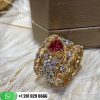 Buccellati Eternelle Ring with Ruby in Openwork White Gold Set with Diamonds