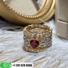 Buccellati Eternelle Ring with Ruby in Openwork White Gold Set with Diamonds