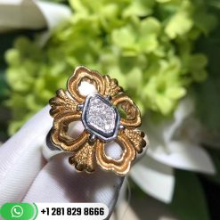 Buccellati Opera Diamond 18k White and Yellow Gold Floral Ring