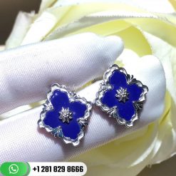 Buccellati Opera Earrings with Lapis Accents 18K White Gold