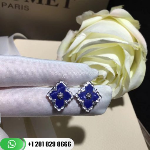 Buccellati Opera Earrings with Lapis Accents 18K White Gold