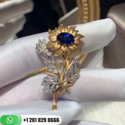 Buccellati Brooch Classical Sunflower Shape and Sapphire |